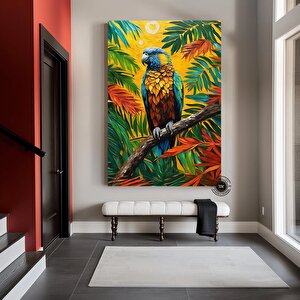 Papağan Soyut Sanat Çok Renkli Poster, Macaw, Macaw Baskısı, Papağan Resmi, Tropikal Duvar Sanatı 100x200 cm