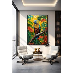 Papağan Soyut Sanat Çok Renkli Poster, Macaw, Macaw Baskısı, Papağan Resmi, Tropikal Duvar Sanatı