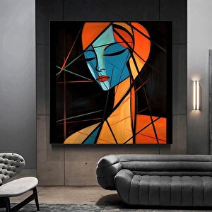 Soyut Geometrik Kadın Portresi, Dijital Sanat Kanvas Baskısı 50x50 cm