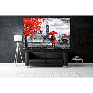 Modern Sanat Kanvası, Londra Sanatı, Şemsiye Kanvas Tablosu 80x150 cm