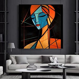 Soyut Geometrik Kadın Portresi, Dijital Sanat Kanvas Baskısı 30x30 cm