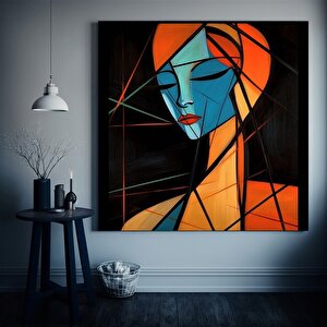 Soyut Geometrik Kadın Portresi, Dijital Sanat Kanvas Baskısı 40x40 cm