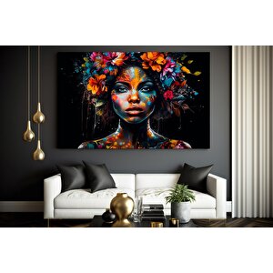 Modern Afro-amerikan Kadın Graffiti Duvar Sanatı 90x150 cm