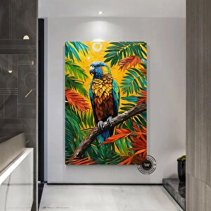Papağan Soyut Sanat Çok Renkli Poster, Macaw, Macaw Baskısı, Papağan Resmi, Tropikal Duvar Sanatı