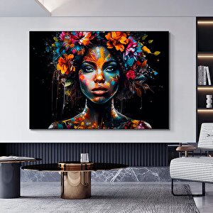 Modern Afro-amerikan Kadın Graffiti Duvar Sanatı 60x90 cm