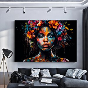 Modern Afro-amerikan Kadın Graffiti Duvar Sanatı 60x90 cm