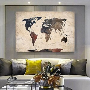 Dağınık Tarzda Dünya Haritası Kanvas Baskısı, Harita Posteri, Harita Duvar Sanatı 70x150 cm