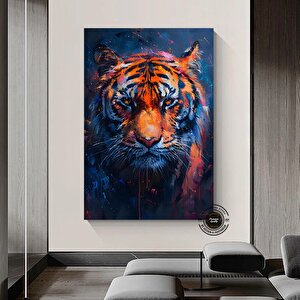 Vahşi Kaplan Kanvas Duvar Sanatı, Renkli Canlı Yağlıboya Tarzı, Bengal Kaplan Portresi 20x30 cm