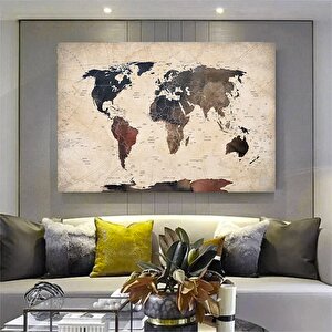Dağınık Tarzda Dünya Haritası Kanvas Baskısı, Harita Posteri, Harita Duvar Sanatı 120x150 cm