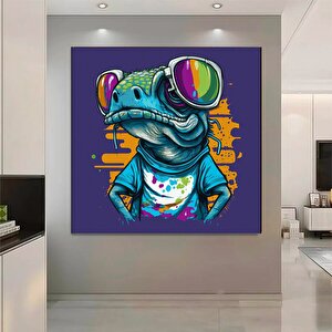 Soyut Bukalemun Graffiti Sanatı; Oturma Odası Dekoru 30x30 cm