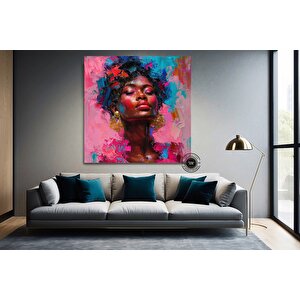 Afro-amerikan Pop Art Kadın Kanvas Tablosu, Renkli Soyut Sanat, Pop Art Kanvas Baskı
