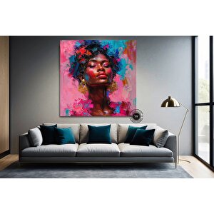 Afro-amerikan Pop Art Kadın Kanvas Tablosu, Renkli Soyut Sanat, Pop Art Kanvas Baskı