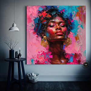 Afro-amerikan Pop Art Kadın Kanvas Tablosu, Renkli Soyut Sanat, Pop Art Kanvas Baskı