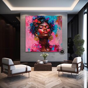 Afro-amerikan Pop Art Kadın Kanvas Tablosu, Renkli Soyut Sanat, Pop Art Kanvas Baskı 50x50 cm