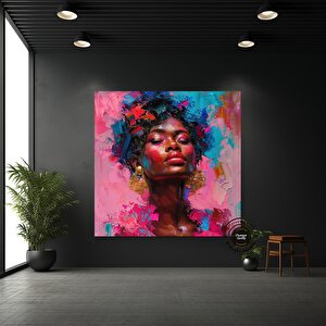 Afro-amerikan Pop Art Kadın Kanvas Tablosu, Renkli Soyut Sanat, Pop Art Kanvas Baskı