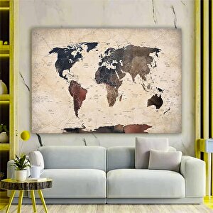 Dağınık Tarzda Dünya Haritası Kanvas Baskısı, Harita Posteri, Harita Duvar Sanatı 150x290 cm