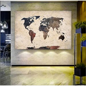 Dağınık Tarzda Dünya Haritası Kanvas Baskısı, Harita Posteri, Harita Duvar Sanatı