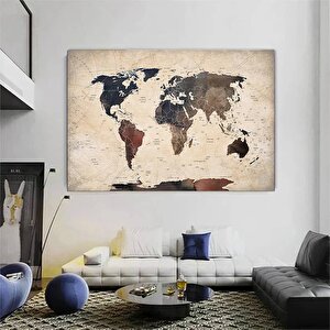 Dağınık Tarzda Dünya Haritası Kanvas Baskısı, Harita Posteri, Harita Duvar Sanatı