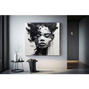 Siyah Kadın Fırça Darbeli Soyut Kanvas Tablo