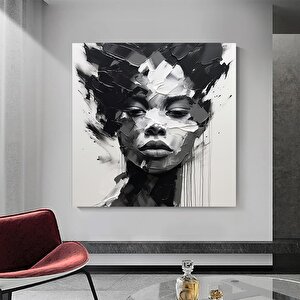Siyah Kadın Fırça Darbeli Soyut Kanvas Tablo