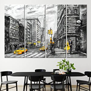 Sevgililer Günü Kanvas Sanatı, Sarı Taksi Dekoru, Romantik Yağlıboya Duvar Baskısı