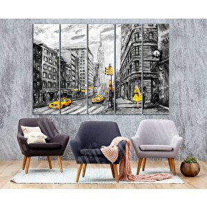 Sevgililer Günü Kanvas Sanatı, Sarı Taksi Dekoru, Romantik Yağlıboya Duvar Baskısı