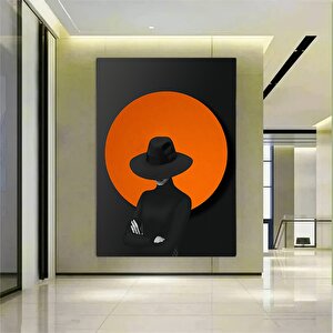 Gizemli Siyah Siperlikli Kadın Silueti – Büyük Boy Kanvas Portre