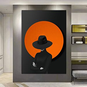 Gizemli Siyah Siperlikli Kadın Silueti – Büyük Boy Kanvas Portre 80x120 cm