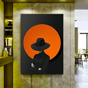 Gizemli Siyah Siperlikli Kadın Silueti – Büyük Boy Kanvas Portre 80x120 cm