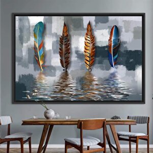 Soyut Tüy Kanvas Tablosu, Yağlıboya Baskı, Modern & Lüks Duvar Sanatı 100x200 cm