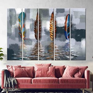 Soyut Tüy Kanvas Tablosu, Yağlıboya Baskı, Modern & Lüks Duvar Sanatı