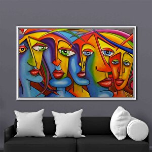 Modern Soyut İnsan Portresi Kanvası, Renkli Yüz Baskısı 140x200 cm