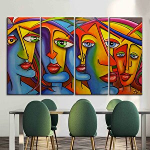 Modern Soyut İnsan Portresi Kanvası, Renkli Yüz Baskısı 140x200 cm