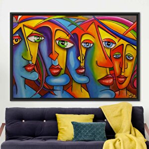 Modern Soyut İnsan Portresi Kanvası, Renkli Yüz Baskısı