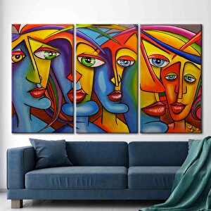 Modern Soyut İnsan Portresi Kanvası, Renkli Yüz Baskısı