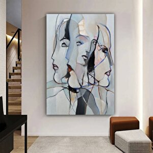 Kadın Yüzü Tablosu, Soyut İnsan Figürleri, Lüks Duvar Dekoru 60x120 cm