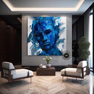 Soyut Portre Kanvas Sanatı, Lüks Duvar Dekoru, Soyut İnsan Yüzü Sanatı 60x60 cm
