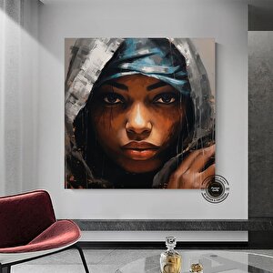 Afro-amerikan Sanatı Büyük Boy Kanvas, Siyah Kadın Portresi, Renkli Soyut Kadın Sanatı