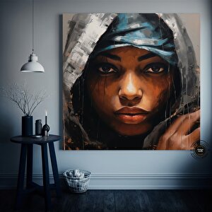 Afro-amerikan Sanatı Büyük Boy Kanvas, Siyah Kadın Portresi, Renkli Soyut Kadın Sanatı