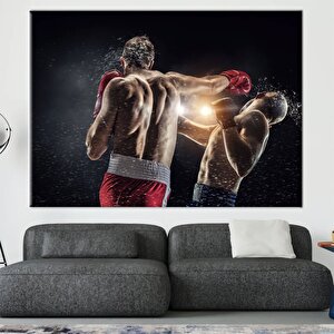 Motive Edici Kanvas, Boks Posteri, Spor Odası Ve Gym Için Knockout Temalı Dekor 30x40 cm