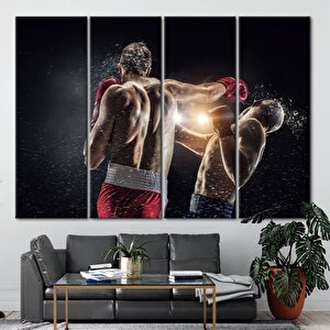 Motive Edici Kanvas, Boks Posteri, Spor Odası Ve Gym Için Knockout Temalı Dekor 50x70 cm