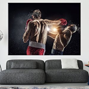 Motive Edici Kanvas, Boks Posteri, Spor Odası Ve Gym Için Knockout Temalı Dekor 100x150 cm