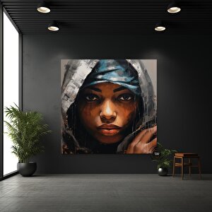 Afro-amerikan Sanatı Büyük Boy Kanvas, Siyah Kadın Portresi, Renkli Soyut Kadın Sanatı