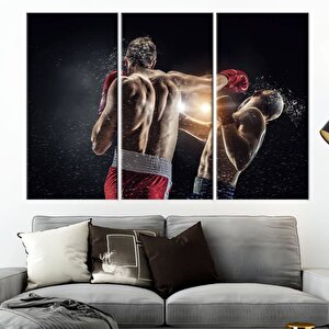 Motive Edici Kanvas, Boks Posteri, Spor Odası Ve Gym Için Knockout Temalı Dekor 80x120 cm