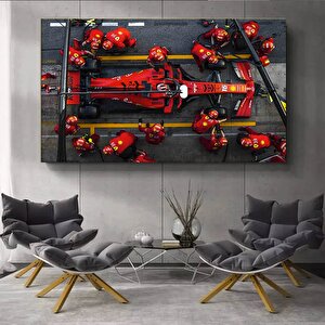 Kanvas Duvar Sanatı; Duvar Dekoru; Büyük Kanvas; Formula 1 Pit Stop; F1 Max Verstappen Sanatı; Ferra 120x180 cm