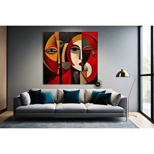 Gerçeküstü Renkli Yüzler, Soyut Duvar Dekoru, Trend Poster, Modern Duvar Sanatı