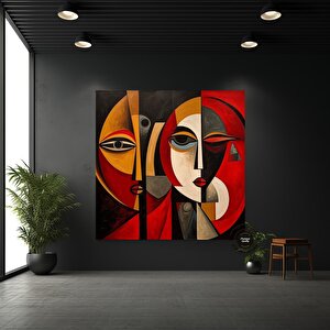 Gerçeküstü Renkli Yüzler, Soyut Duvar Dekoru, Trend Poster, Modern Duvar Sanatı