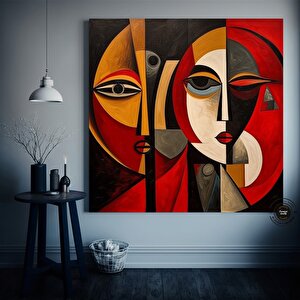 Gerçeküstü Renkli Yüzler, Soyut Duvar Dekoru, Trend Poster, Modern Duvar Sanatı