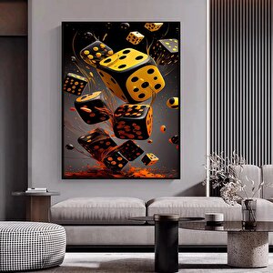 Poker Zar Temalı Kanvas Tablo – Büyük Boy Duvar Dekoru 70x100 cm