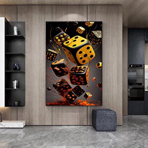 Poker Zar Temalı Kanvas Tablo – Büyük Boy Duvar Dekoru
